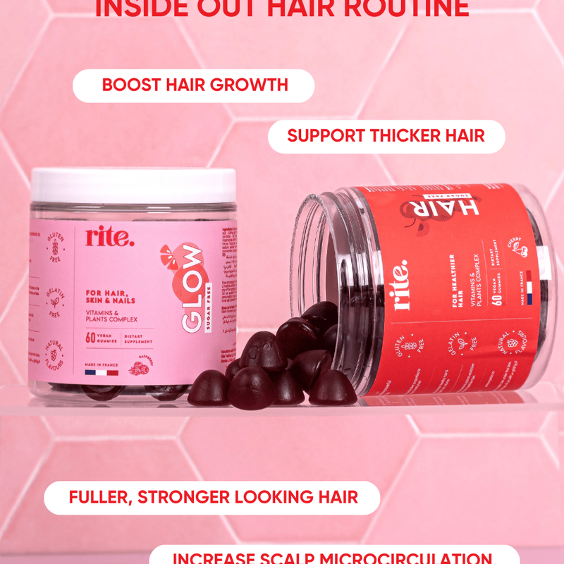 rite gift set hair+glow sugar free gummies