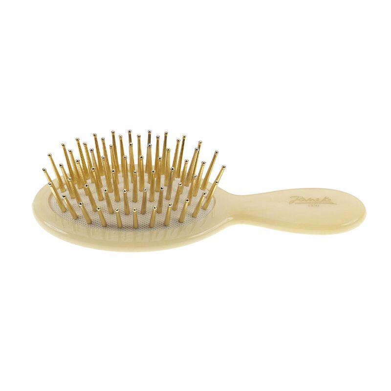 janeke air cushioned brush  beige, small horn imitation with gold pins