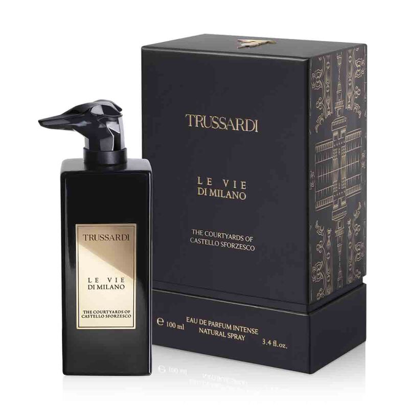 trussardi le vie di milano the courtyards of castello sforzesco eau de parfum intense 100ml