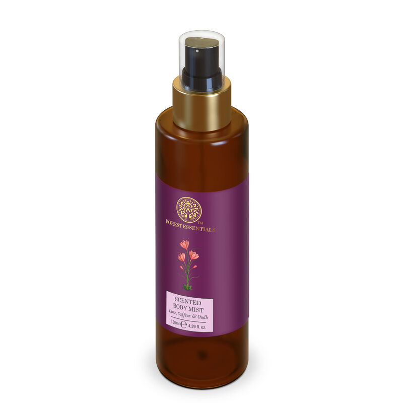 forest essentials scented body mist lime, saffron & oudh