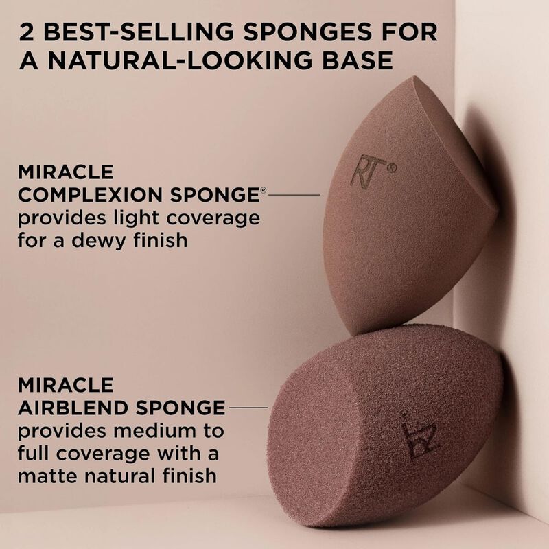 real techniques new nudes 2.0 bare finish sponge duo, 2 piece set
