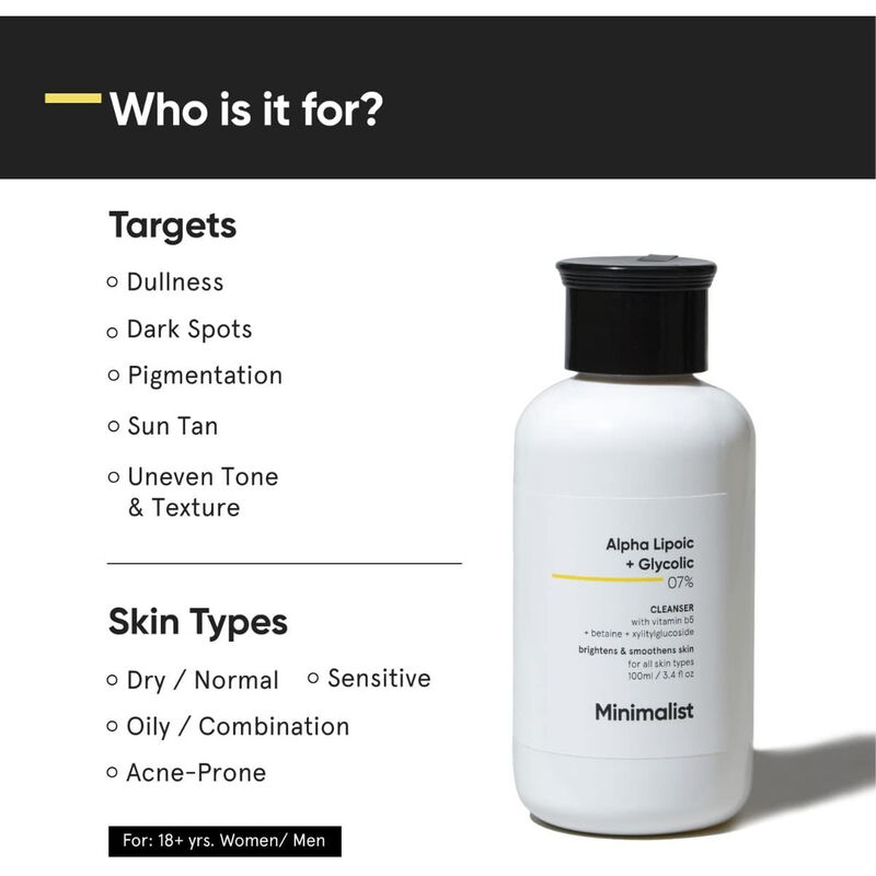 minimalist alpha lipoic and glycolic 7% cleanser