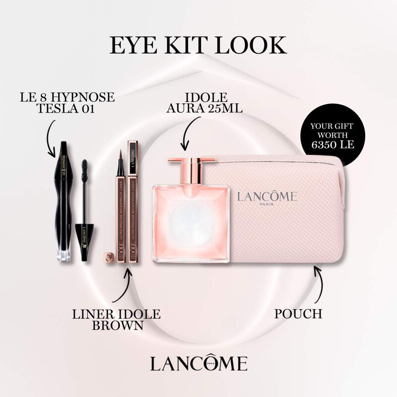 lancome le 8 hypnose tesla mascara 01 + liner idole brown + idole aura 25ml + pouch