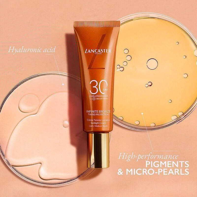 lancaster infinite bronze tinted protection sunlight cream spf30
