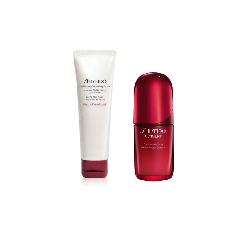 shiseido clarifying cleansing foam 125ml x  ultimune power infusing concentrating 4.0 50ml