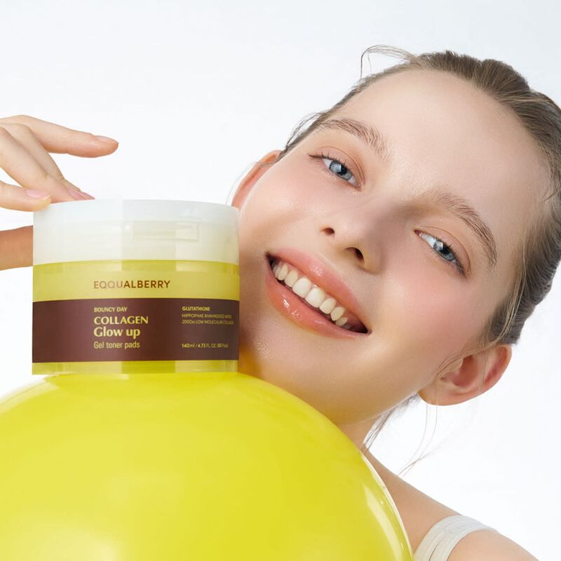 eqqualberry collagen glow up gel toner pads