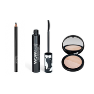 faces khol design extrem 990 black aswad x curl revolution mascara x noor highlighter powder