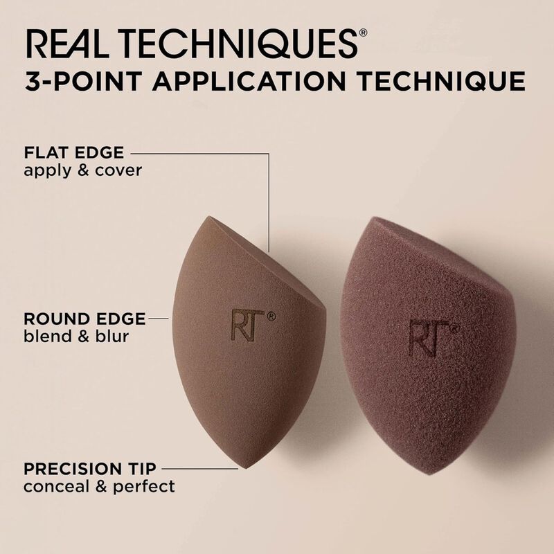 real techniques new nudes 2.0 bare finish sponge duo, 2 piece set