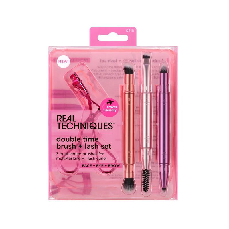 real techniques double time brush + lash kit