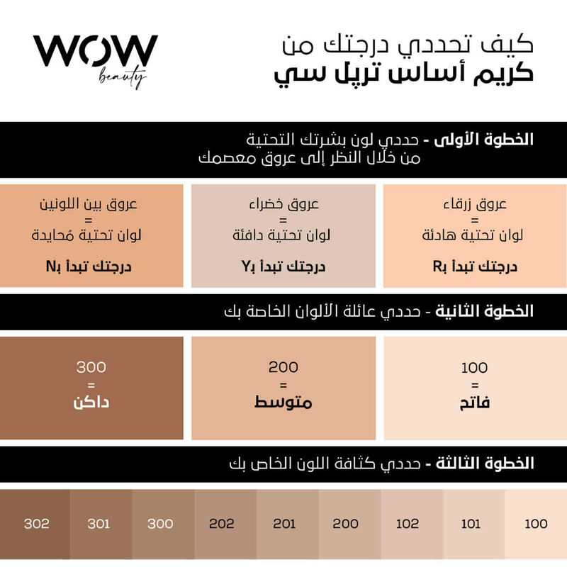 واو بيوتي تربل سي كريم أساس إخفاء، تحديد، تغطية
