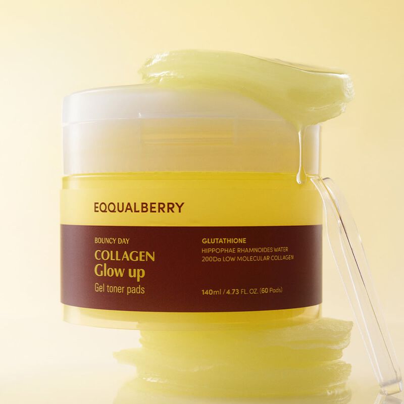 eqqualberry collagen glow up gel toner pads