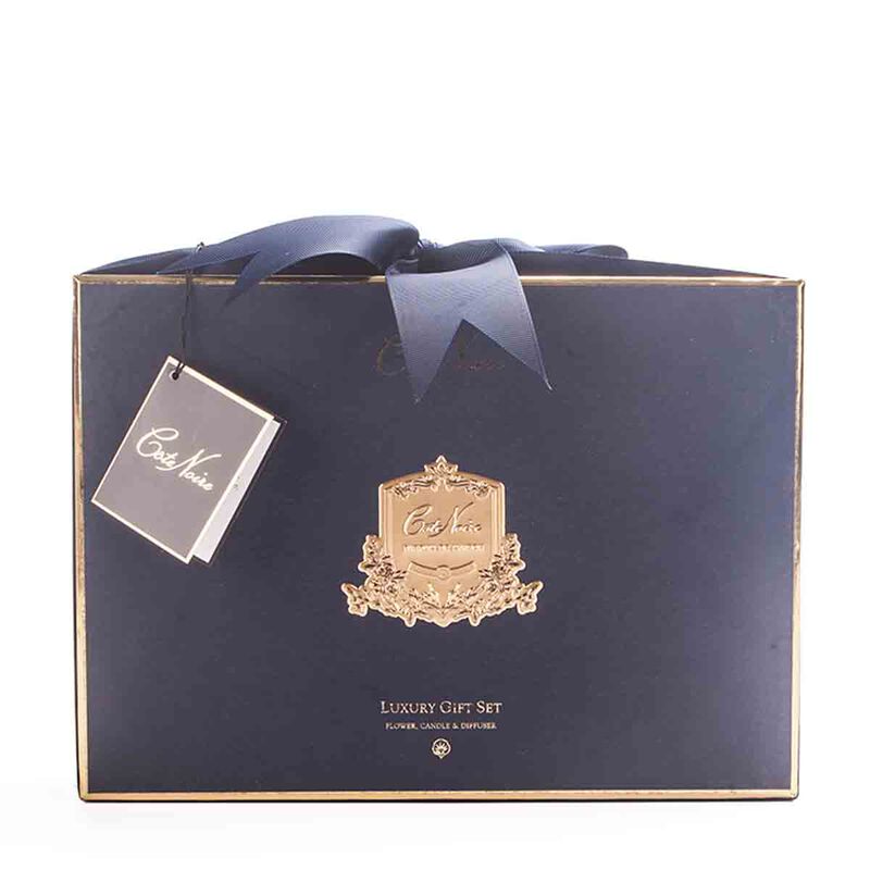 كوت نوار معطر جو باقة هدية أو دي في صندوق أزرق مع شارة ذهبية