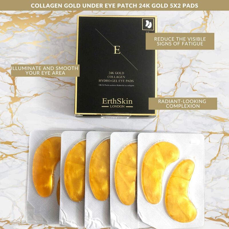 erthskin london collagen gold under eye patch 24k gold 5x2 pads