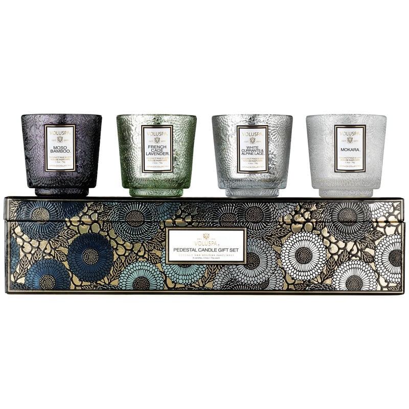 voluspa cool tones pedestal candle gift set