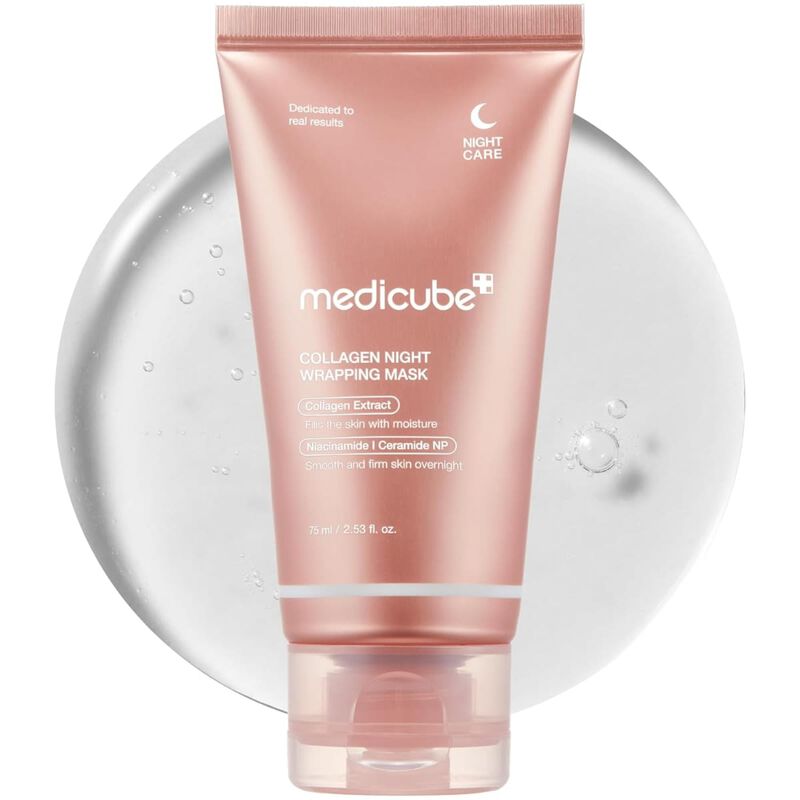 medicube قناع ليلي يمنح البشرة مرونة فائقة وترطيباً عميقاً أثناء النوم.