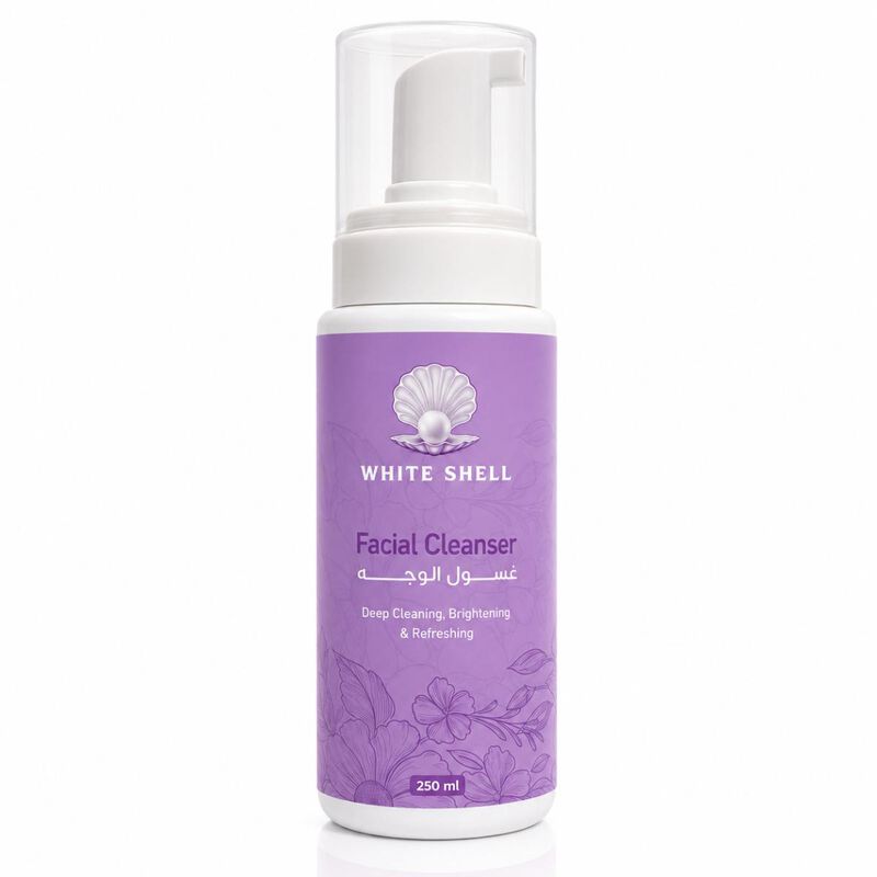 white shell deep cleansing facial foam