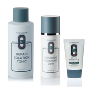 faces ceramide moisture dew x repair solution tonic x clear sun block collagen