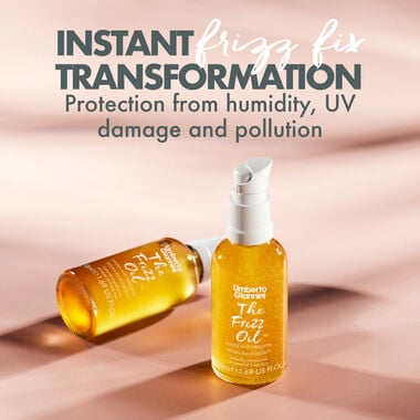 The Frizz Oil faces the frizz oil