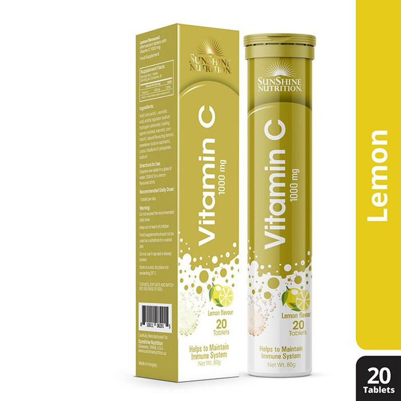 sunshine أقراص فوارة فيتامين c 1000 مجم بنكهة الليمون