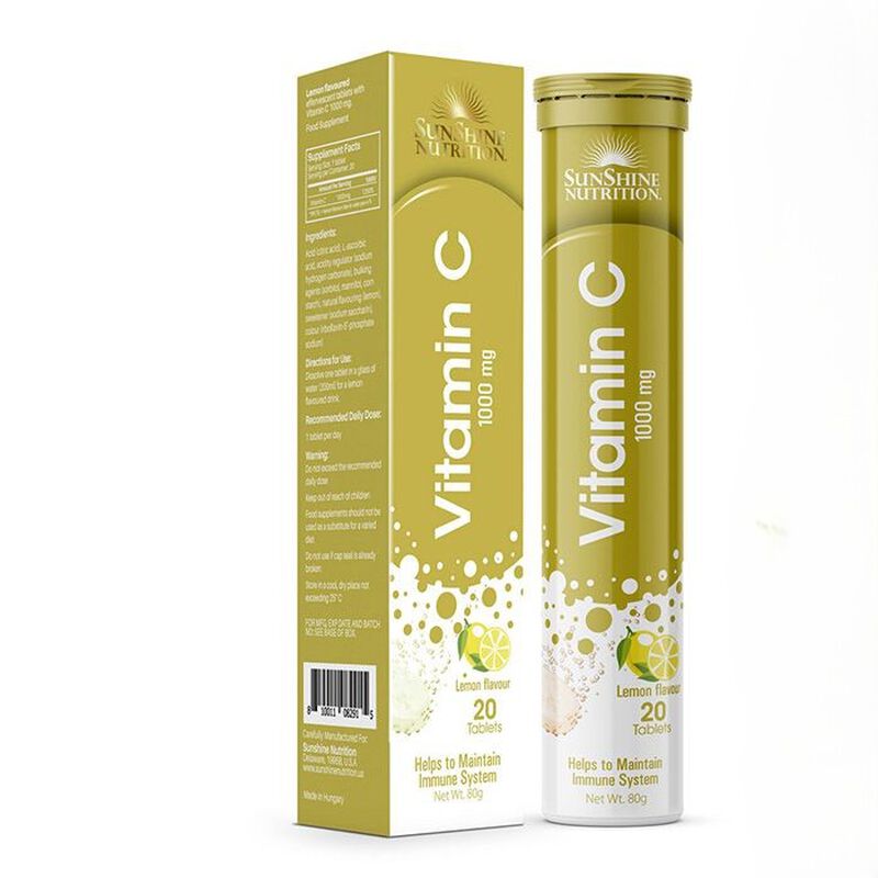 sunshine أقراص فوارة فيتامين c 1000 مجم بنكهة الليمون