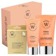 SKIN GLOW BOOST VITAMIN C MOISTURISER 50ml + SKIN GLOW BOOST VITAMIN C GEL SERUM 30ml + VITAMIN C UNDER-EYE BRIGHTENING HYDRO GEL EYEPADS x 3 faces skin glow boost vitamin c moisturiser 50ml skin glow boost vitamin c gel serum 30ml vitamin c under eye brightening hydro gel eyepads x 3