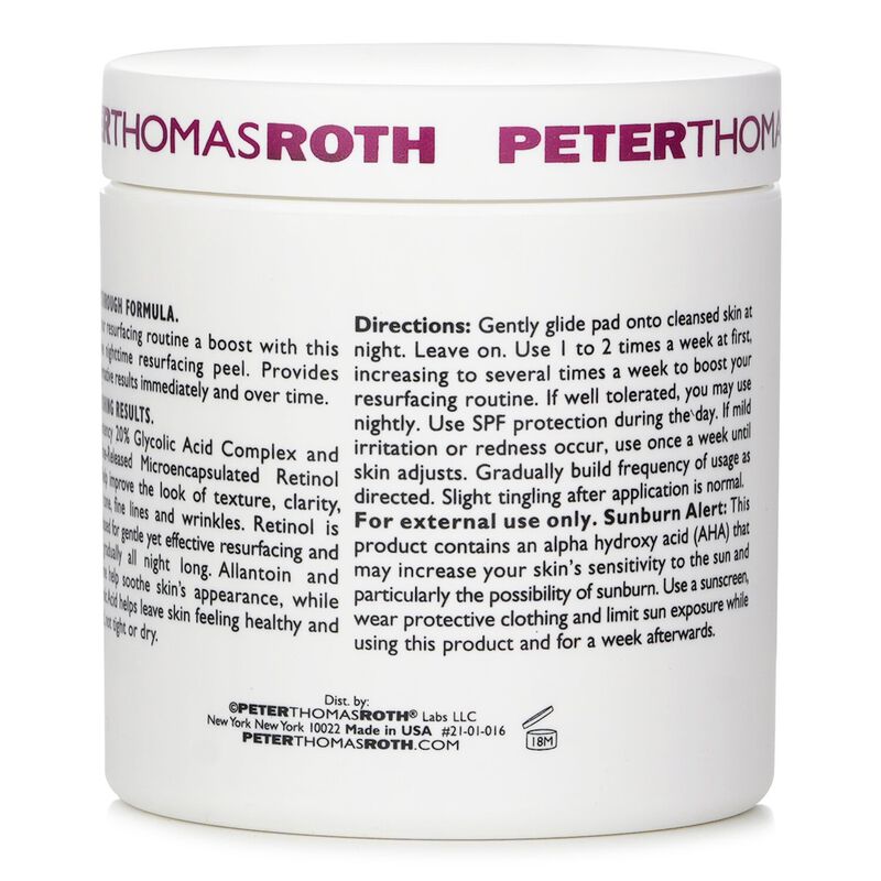 peter thomas roth even smoother glycolic retinol resurfacing peel pads