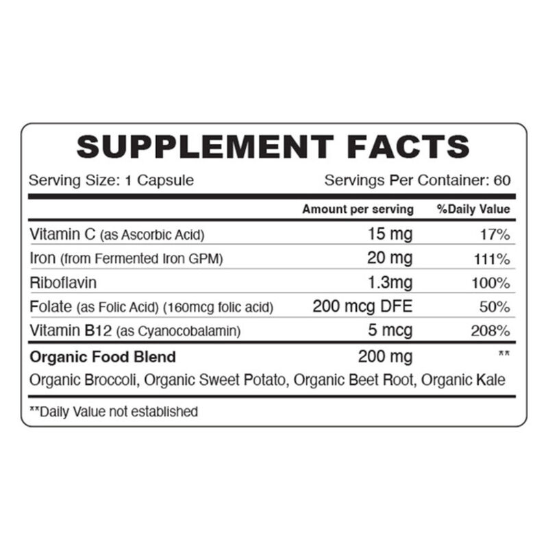 اورجانيك ايرث مكمل حديد لطيف مع b12 وحمض الفوليك وفيتامين c للطاقة