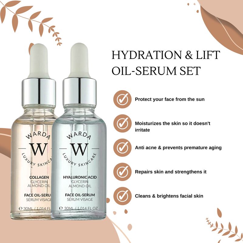 إرث سكين لندن hyaluronic acid hydration boost oil serum 30ml + collagenskin lifter boost oil serum 30ml
