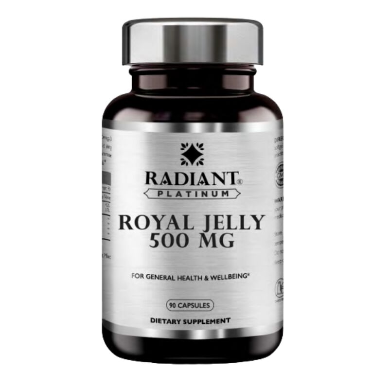 radiant platinum royal jelly 500mg, immune support, energy & nutritional wellness supplement