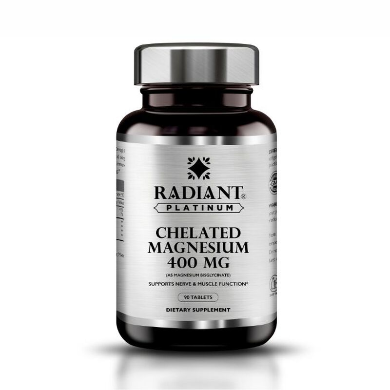 radiant platinum magnesium 400mg, stress relief, sleep, muscle recovery & nerve support
