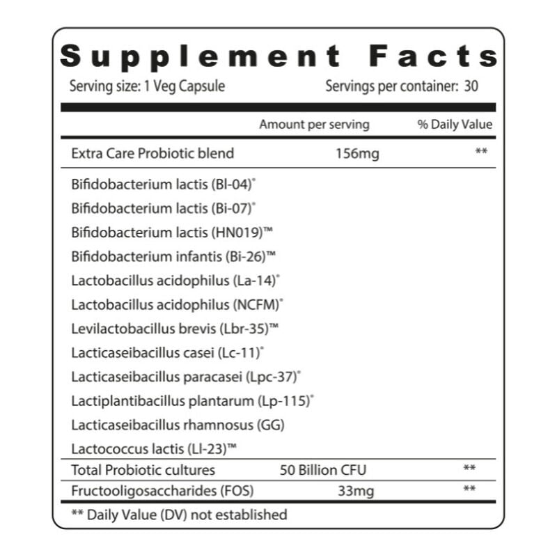 sunshine nutrition extra care probiotic 50 billion, advanced digestive and immune support