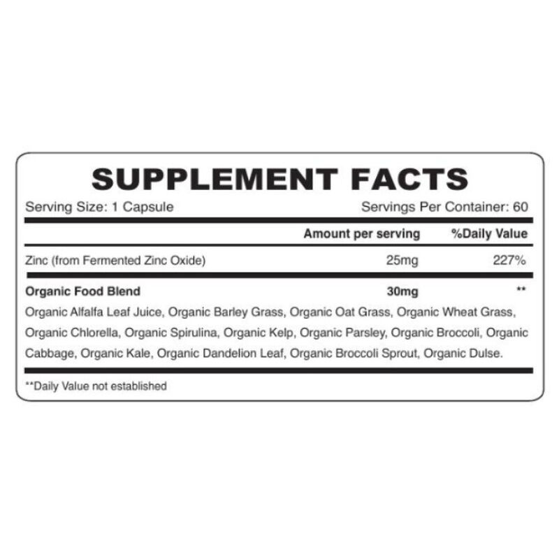 organic earth zinc 25 mg 60 capsules