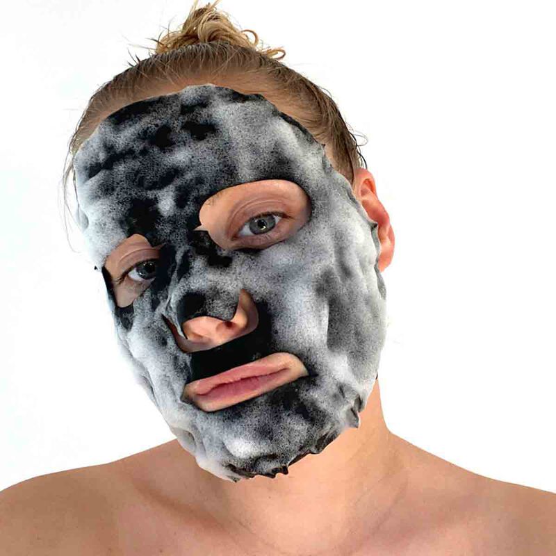 beauty pro detoxifying bubbling cleansing sheet mask with activated charcoal