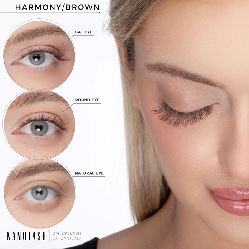 نانو لاش خصلات رموش بنية يمكنك تركيبها بنفسك مجموعة البداية harmony