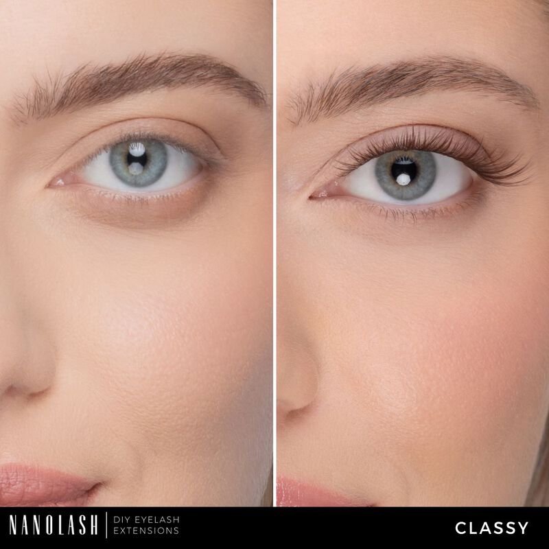 نانو لاش خصلات رموش بنية يمكنك تركيبها بنفسك مجموعة البداية classy
