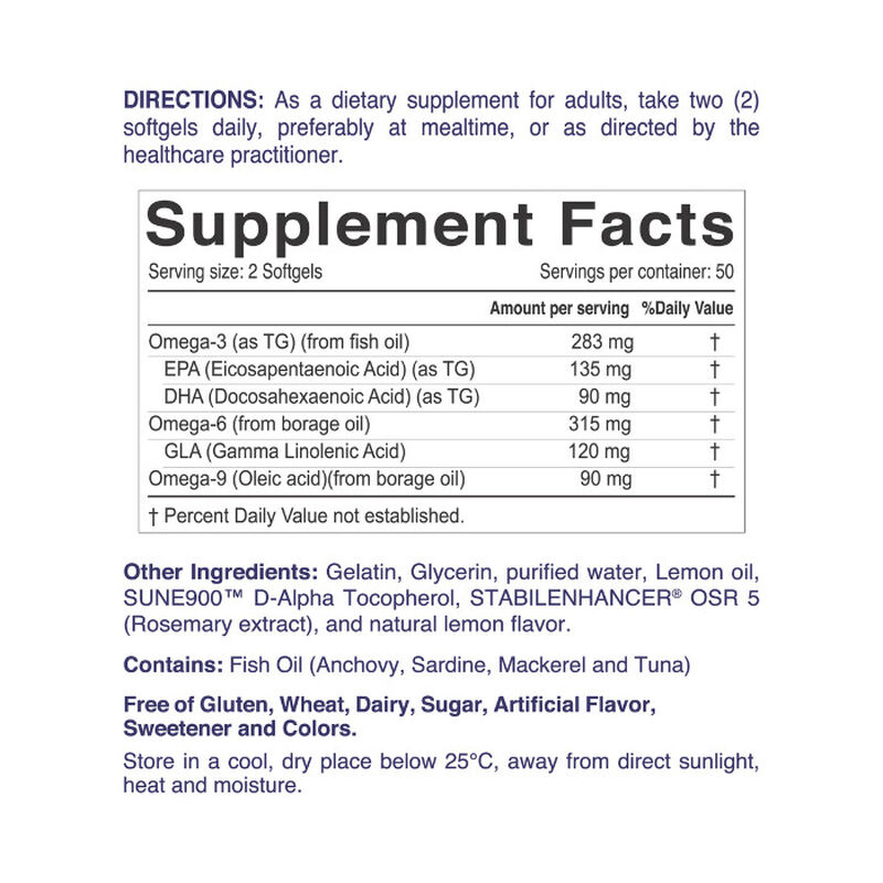 نورديك سانشاين أوميغا 369 كاملة لدعم القلب والدماغ والمفاصل مع زيت بوراچ
