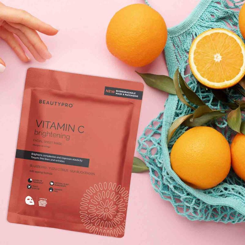 beauty pro brightening collagen sheet mask with vitamin c
