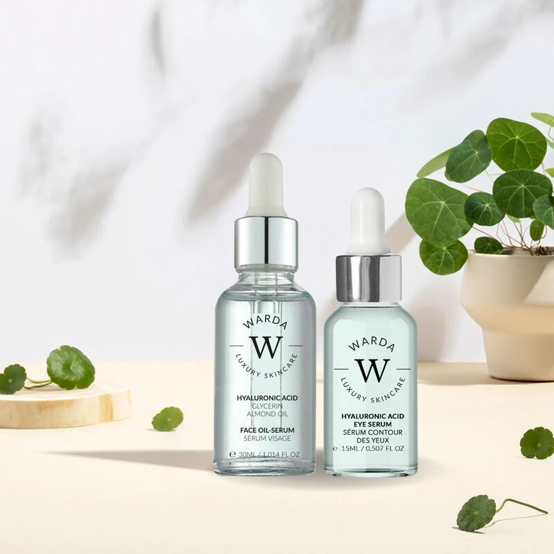 إرث سكين لندن skin hydration boost hyaluronic acid eye serum 15ml + hyaluronic acid hydration boost oil serum 30ml
