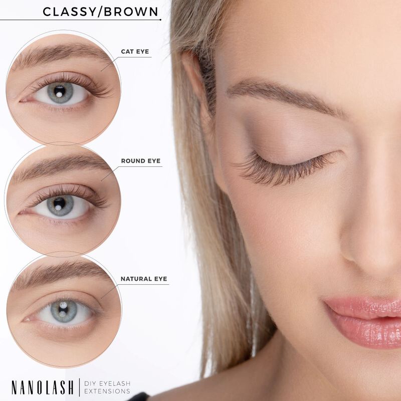 نانو لاش خصلات رموش بنية يمكنك تركيبها بنفسك مجموعة البداية classy