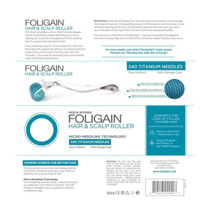 foligain رولر للشعر وفروة الرأس مع 540 إبرة تيتانيوم