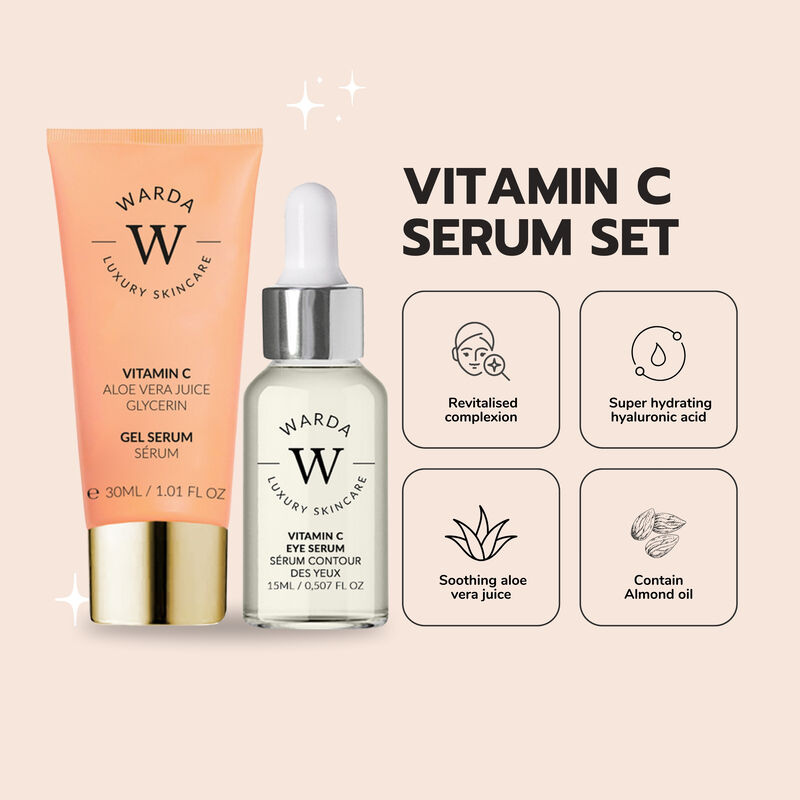 erthskin london skin glow boost vitamin c eye serum 15ml + skin glow boost vitamin c gel serum 30ml