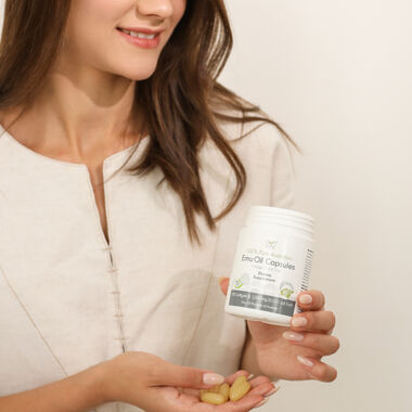 Pure Emu Oil Capsules with Omega 3‑6‑9, Vitamin K2 & CLA faces pure emu oil capsules with omega 3 6 9 vitamin k2 cla