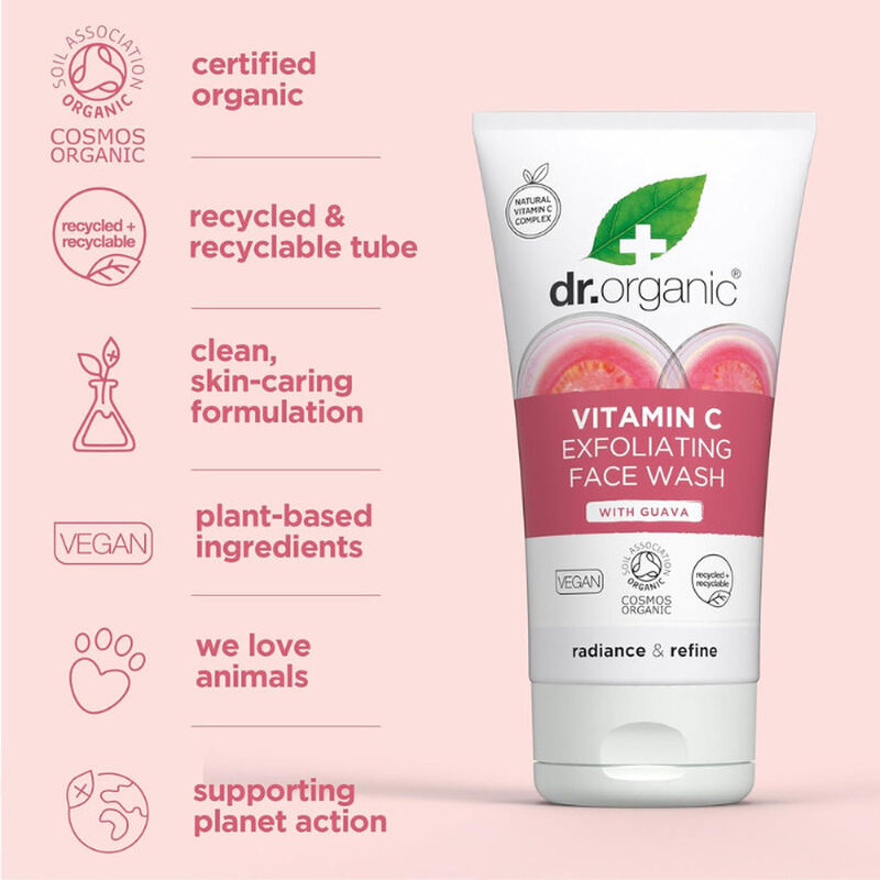 dr. organic dr organic guava vitamin c exfoliating face wash