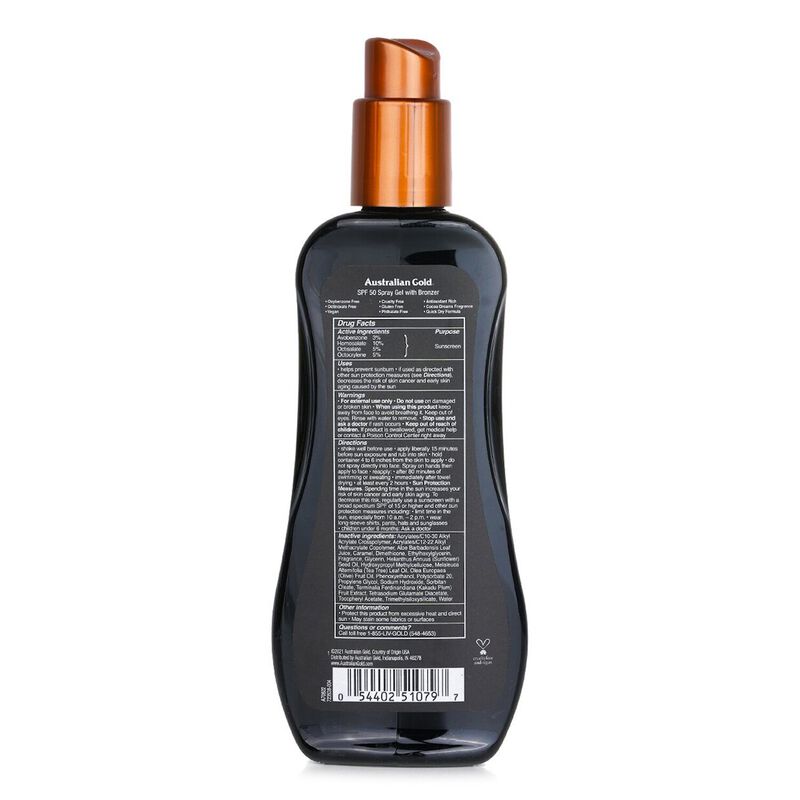 australian gold spray gel sunscreen spf 50 with instant bronzer
