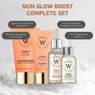 SKIN GLOW BOOST VITAMIN C MOISTURISER 50m + VITAMIN C GLOW BOOST OIL-SERUM 30ml + SKIN GLOW BOOST VITAMIN C GEL SERUM 30ml + SKIN GLOW BOOST VITAMIN C EYE SERUM 15ml faces skin glow boost vitamin c moisturiser 50m vitamin c glow boost oil serum 30ml skin glow boost vitamin c gel serum 30ml skin glow boost vitamin c eye serum 15ml