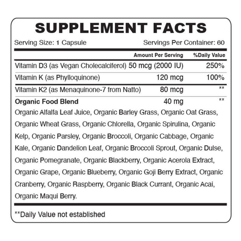 اورجانيك ايرث فيتامين d3 + k2 لدعم العظام والمناعة