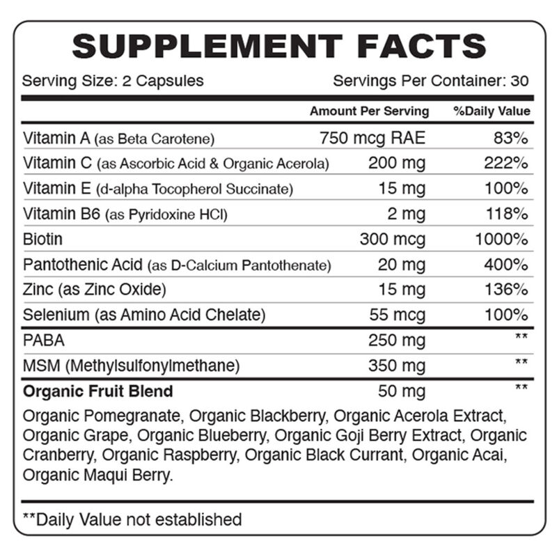 organic earth hair, skin & nails, biotin, vitamins and antioxidants for healthy growth